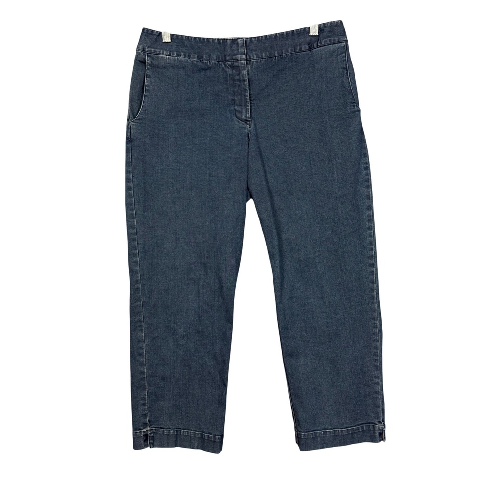 J Jill Jeans Womens 10 Blue Dark Wash Stretch Denim Crop Genuine Fit Waist 31x25